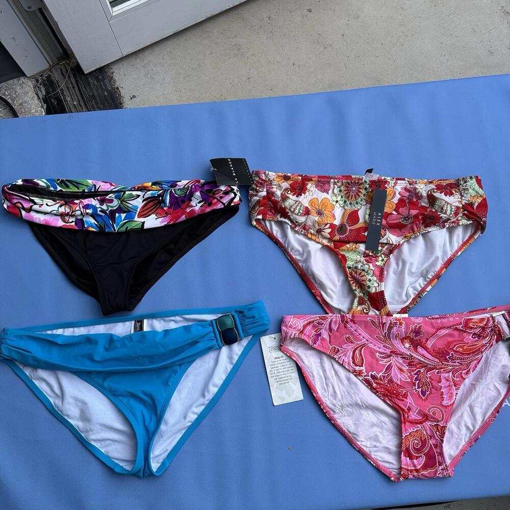 Lot Of 4 New  Swimsuit Bikini Bottoms Sz Womens 14 16 Xl Melani Lauren